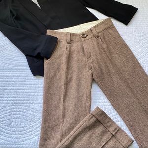 Anthropologie Nick & Mo Wide Leg Trouser Puddle Pants Tweed Herringbone Brown 25